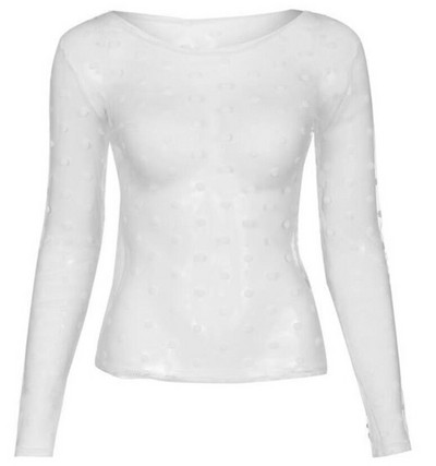 Modern női blúz tüll fehér és fekete pöttyökkel