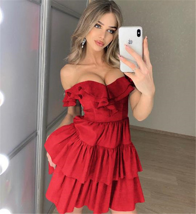 Modern női ruha V-nyakkivágású modellel, négy színben