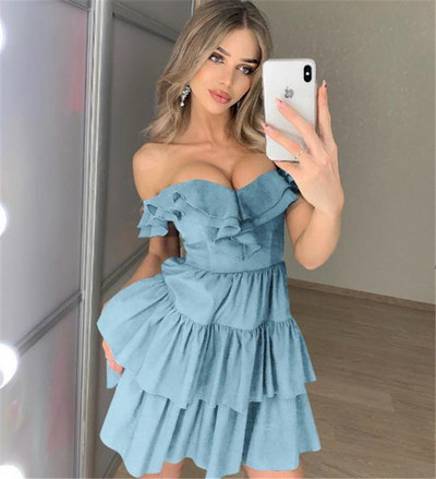 Modern női ruha V-nyakkivágású modellel, négy színben