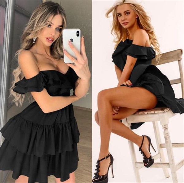 Modern női ruha V-nyakkivágású modellel, négy színben