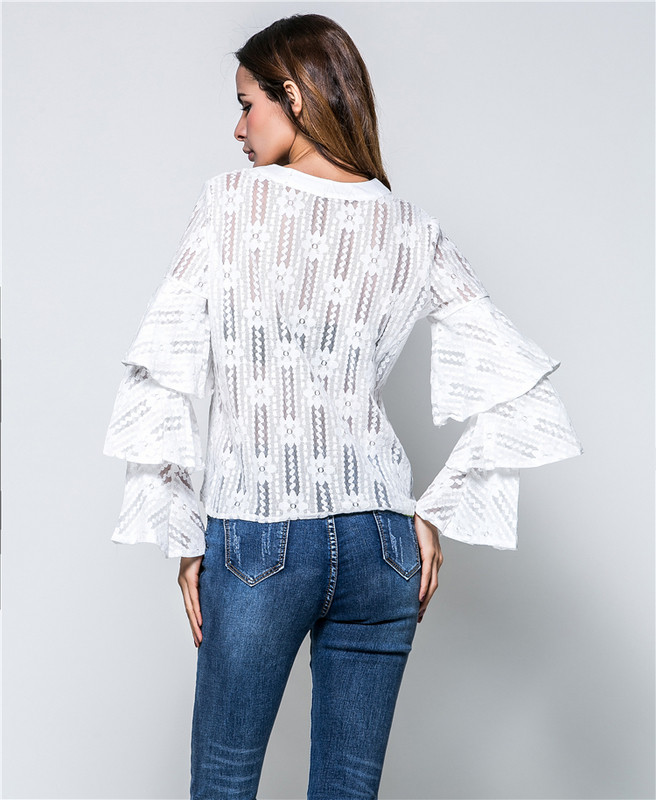 Stílusos női ing lótusz ujjú fekete, fehér és zöld színben