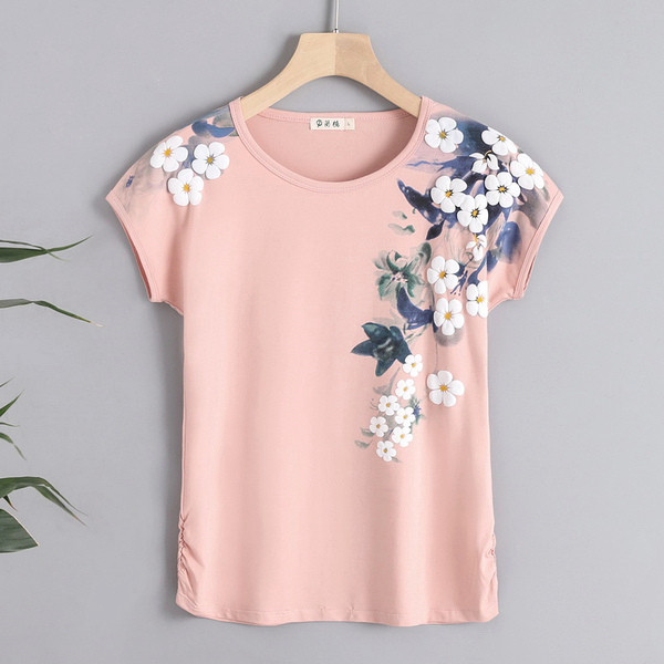 Lezser női póló több színben virágos motívumokkal