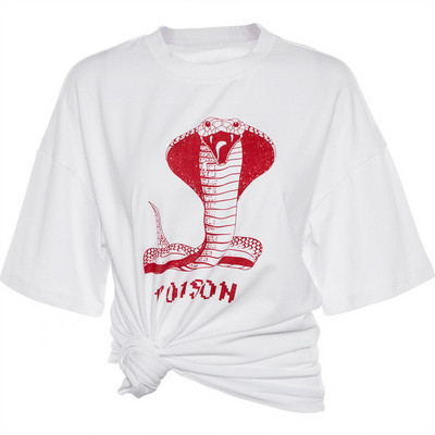 Μοντέρνο γυναικείο t-shirt με λευκή εκτύπωση