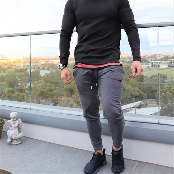 Pantaloni sport si casual barbatesti in doua culori cu emblema