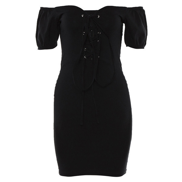 Aktuális női ruha nyakkendővel, fekete színben