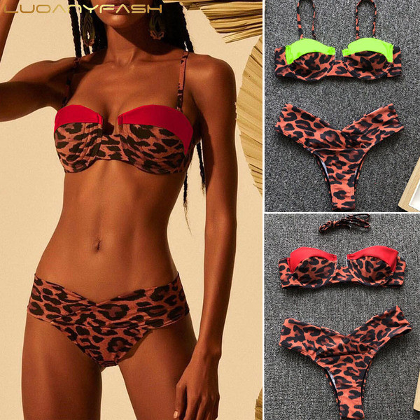 Női modern, kétrészes fürdőruha állatmintával