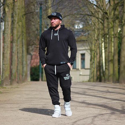 Αθλητικά ανδρικά μαύρα παντελόνια με επιγραφή