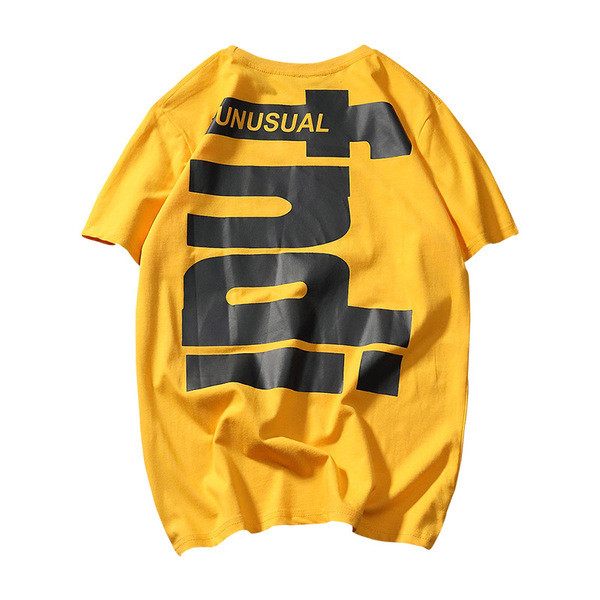 Férfi póló három színben, rövid ujjal és feliratokkal