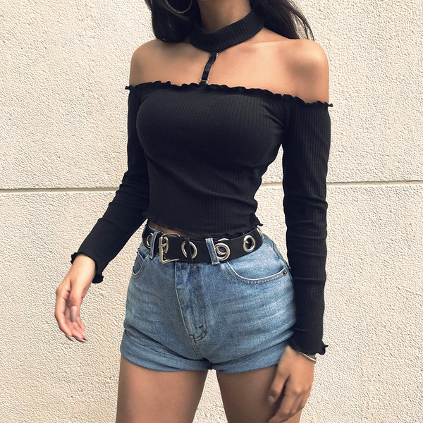 Fekete színű női blúz ejtett ujjal