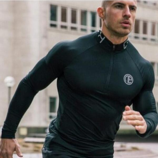 Férfi sportblúz két színben, cipzárral