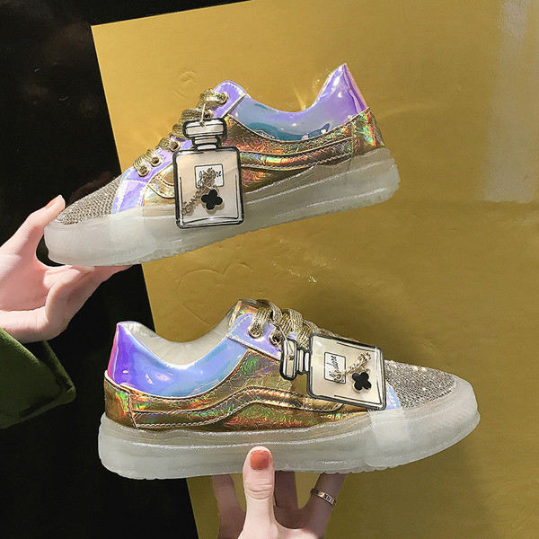 HIT Σύγχρονα  πάνινα παπούτσια με πέτρες σε δύο χρώματα