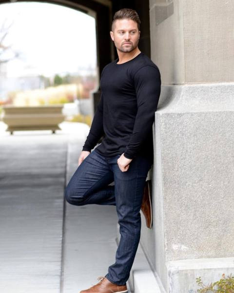 Sima férfi blúz fekete-fehér