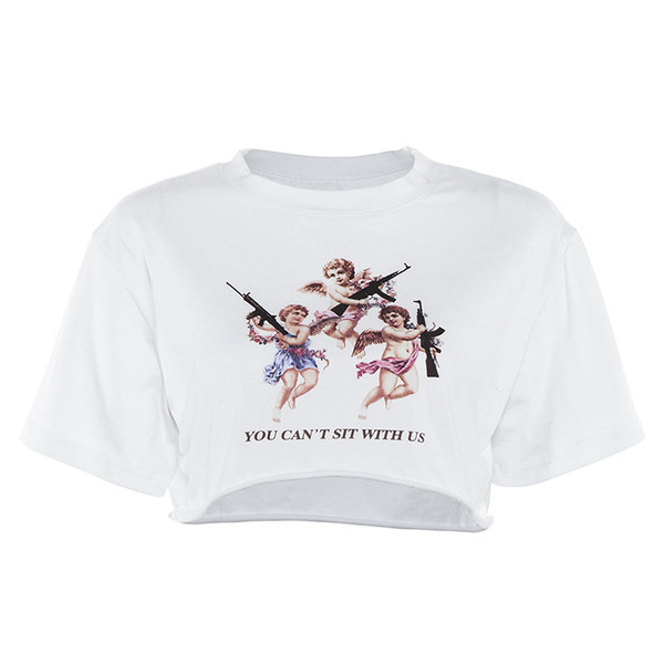 Női sportpóló fehér színben, mintával