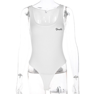 Καθημερινό γυναικείο κορμάκι σε λευκό και άσπρο χρώμα