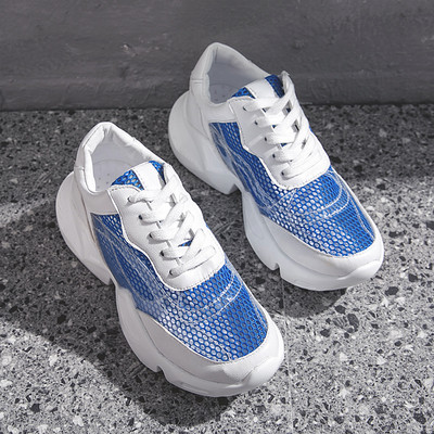 Αθλητικά-casual γυναικεία πάνινα παπούτσια με χοντρό πέλμα και πλέγμα σε διάφορα χρώματα