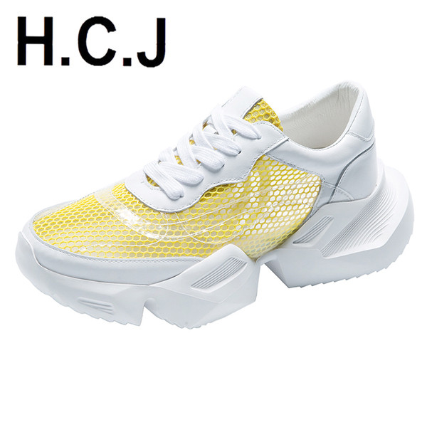 Αθλητικά-casual γυναικεία πάνινα παπούτσια με χοντρό πέλμα και πλέγμα σε διάφορα χρώματα