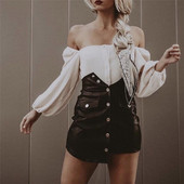 Aszimmetrikus női szoknya öko bőrből