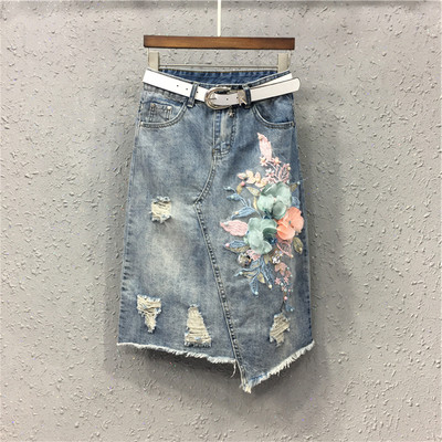 Modern női farmerszoknya 3D elemmel