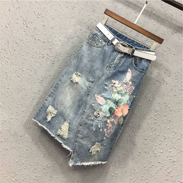 Modern női farmerszoknya 3D elemmel