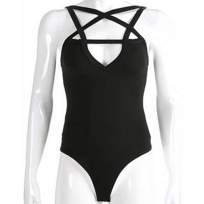 Aktuális női body fekete pántokkal