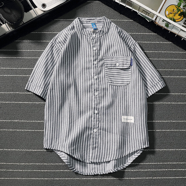 Cămașă bărbați cu dungi în patru culori, cu buzunar