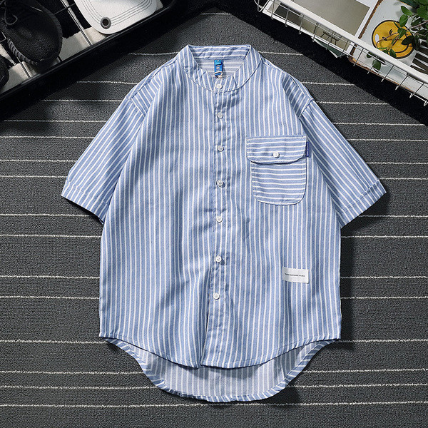 Cămașă bărbați cu dungi în patru culori, cu buzunar