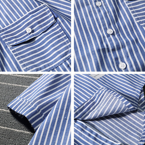 Cămașă bărbați cu dungi în patru culori, cu buzunar