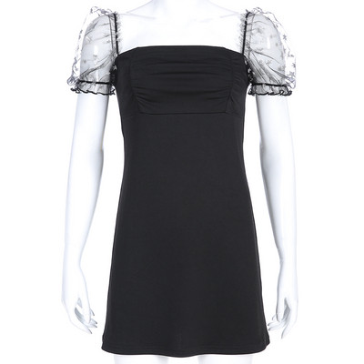 Stílusos női ruha Vékony modell rövid ujjú fekete színben