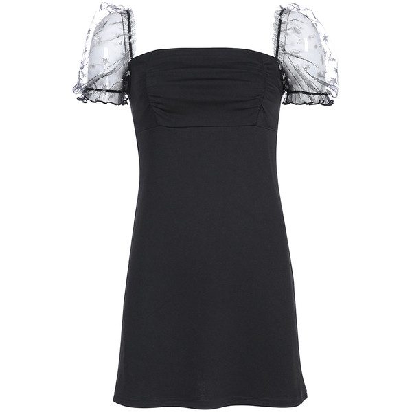 Stílusos női ruha Vékony modell rövid ujjú fekete színben