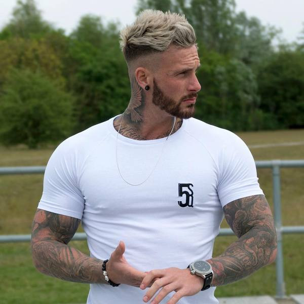 Stílusos férfi póló három színben hímzéssel