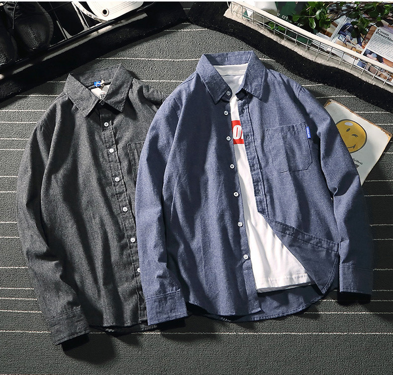 Modern férfi ing két színben, zsebbel