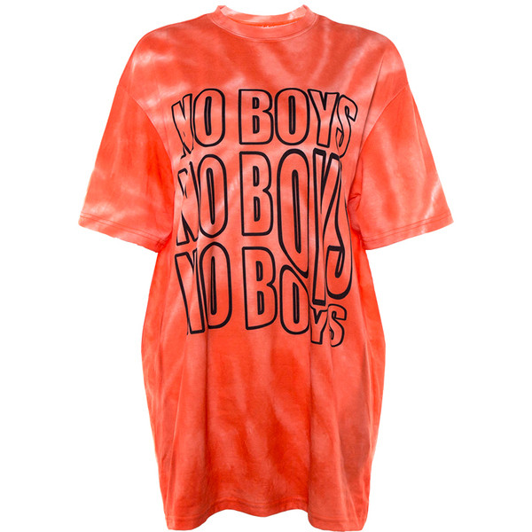 Modern női póló széles modell narancssárga és zöld felirattal