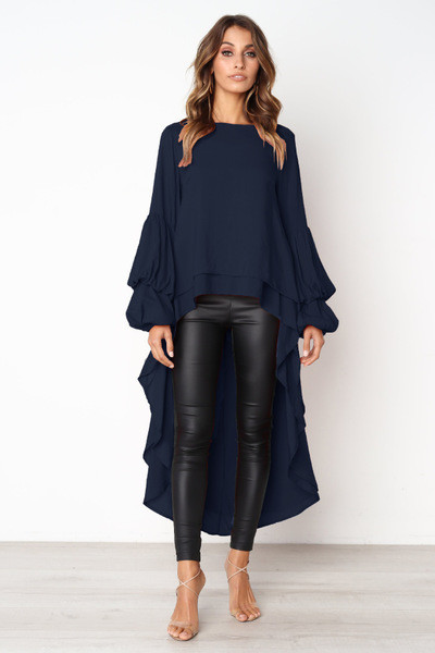 Κομψά γυναικεία πουκάμισα με μακριά μανίκια και λαιμόκοψη σε διάφορα χρώματα