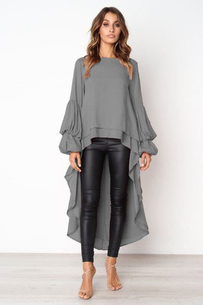 Κομψά γυναικεία πουκάμισα με μακριά μανίκια και λαιμόκοψη σε διάφορα χρώματα