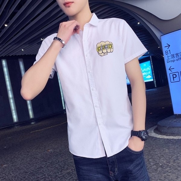 Modern férfi ing három színben rátéttel és feliratokkal