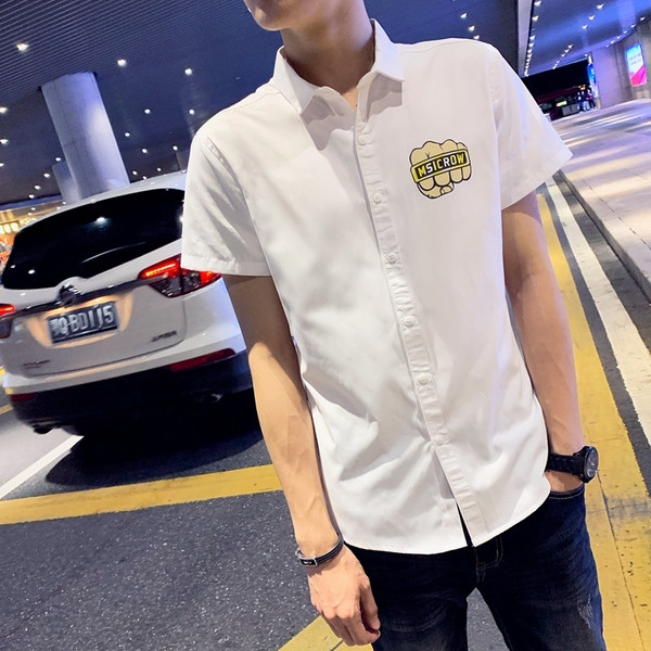 Modern férfi ing három színben rátéttel és feliratokkal