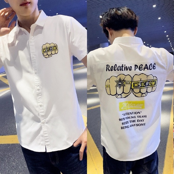 Modern férfi ing három színben rátéttel és feliratokkal