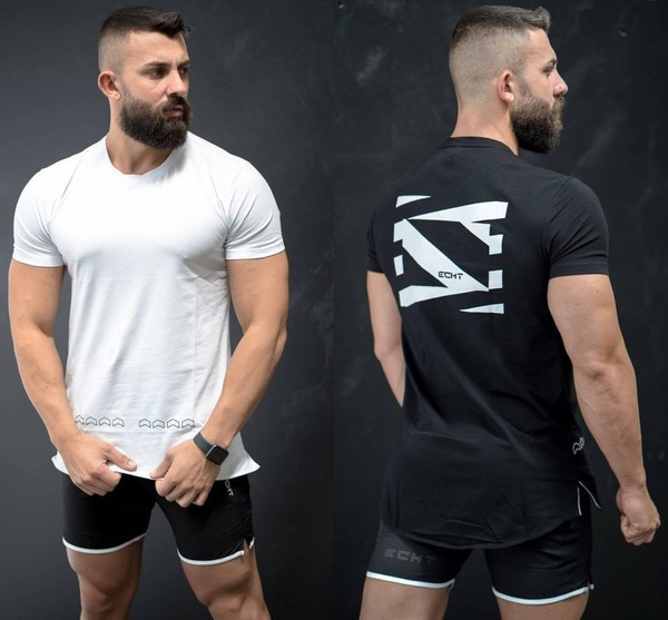 Modern férfi póló két színben, rátéttel