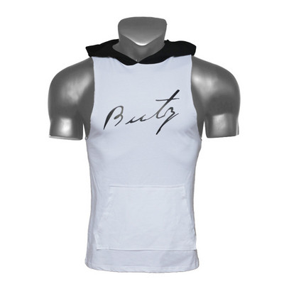 Ανδρικό αθλητικό μπλουζάκι σε δύο χρώματα με κουκούλα και τσέπες