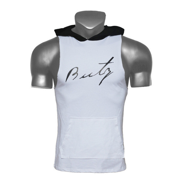 Ανδρικό αθλητικό μπλουζάκι σε δύο χρώματα με κουκούλα και τσέπες