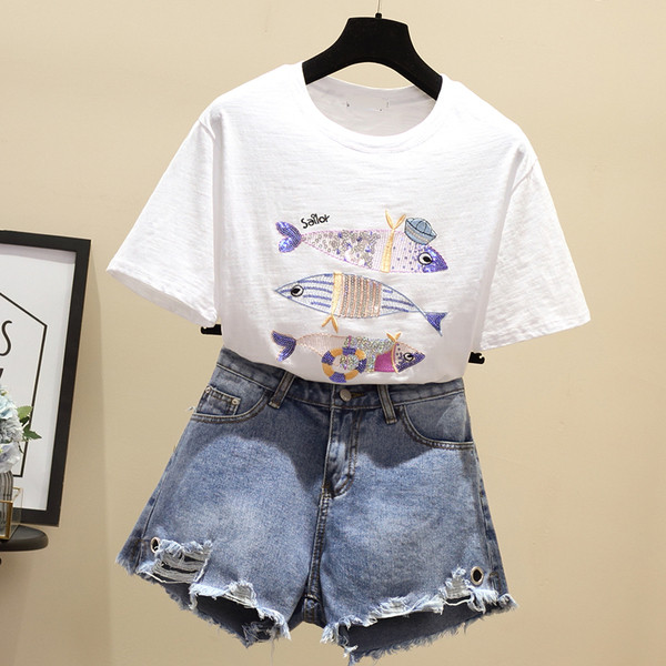 Μοντέρνο γυναικείο μπλουζάκι με λευκό, μοβ και ροζ χρώμα