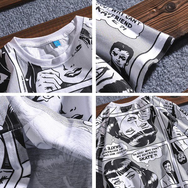 Modern férfi póló rövid ujjal és rátéttel