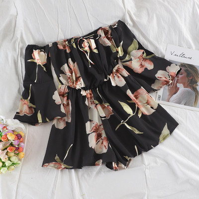 Κομψή γυναικεία ολόσωμη φόρμα με φυτικό μοτίβο σε τέσσερα χρώματα