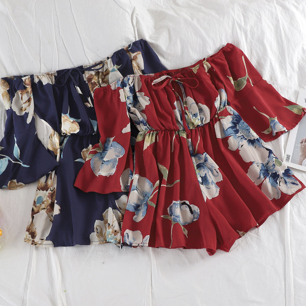 Κομψή γυναικεία ολόσωμη φόρμα με φυτικό μοτίβο σε τέσσερα χρώματα