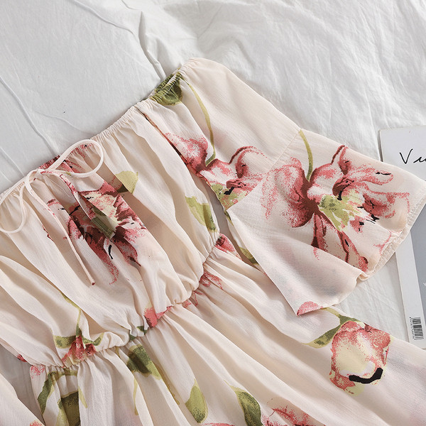 Κομψή γυναικεία ολόσωμη φόρμα με φυτικό μοτίβο σε τέσσερα χρώματα