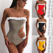 Μοντέρνο full swimsuit με περικοπές σε διάφορα χρώματα