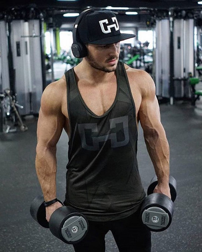 Ανδρικό αμάνικο μπλουζάκι σε δύο χρώματα με εφαρμογή