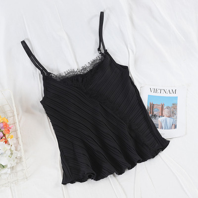 Női felső vékony pánttal és csipkével, három színben