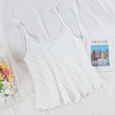 Női felső vékony pánttal és csipkével, három színben