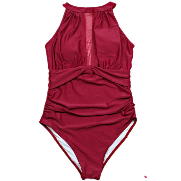 Stílusos női fürdőruha fehér és piros színben, tüllel